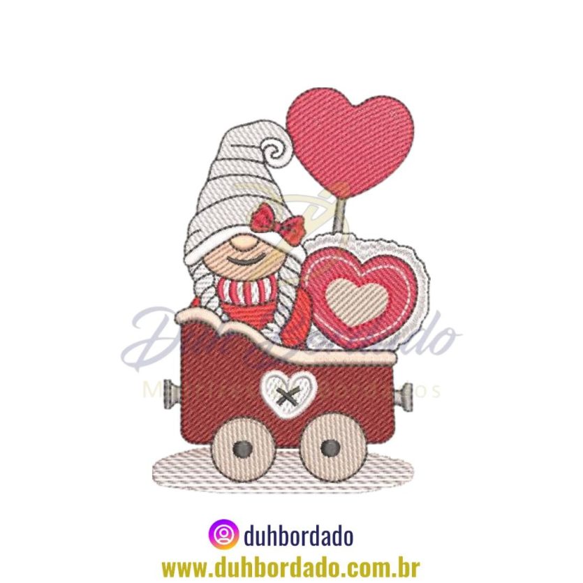 Matriz de Bordado Natal Gnomo Coração