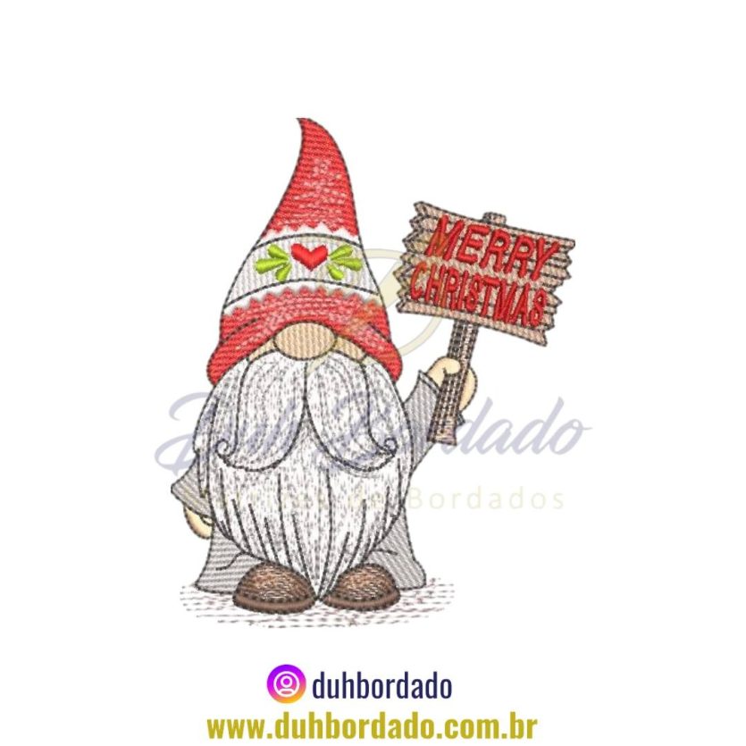 Matriz de Bordado Natal Gnomo Feliz Natal