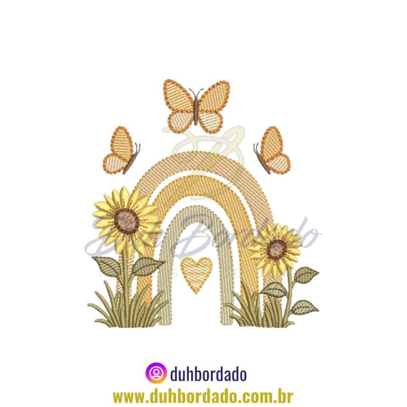 Matriz de Bordado de Arco-Íris com Girassóis