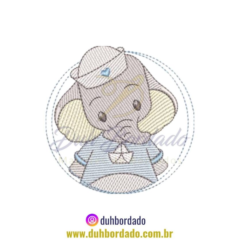 Matriz de Bordado de Elefante Infantil